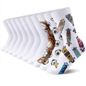 Partial Sublimation Printing Men Cotton Crew Socks