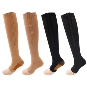 Zip Up Knee High Medical Copper Compression Socks