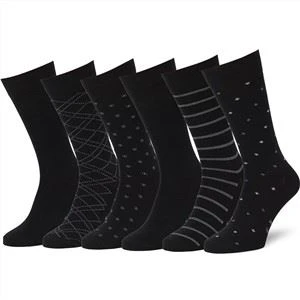 Mens Classic Patterned Crew Cotton Dress Socks
